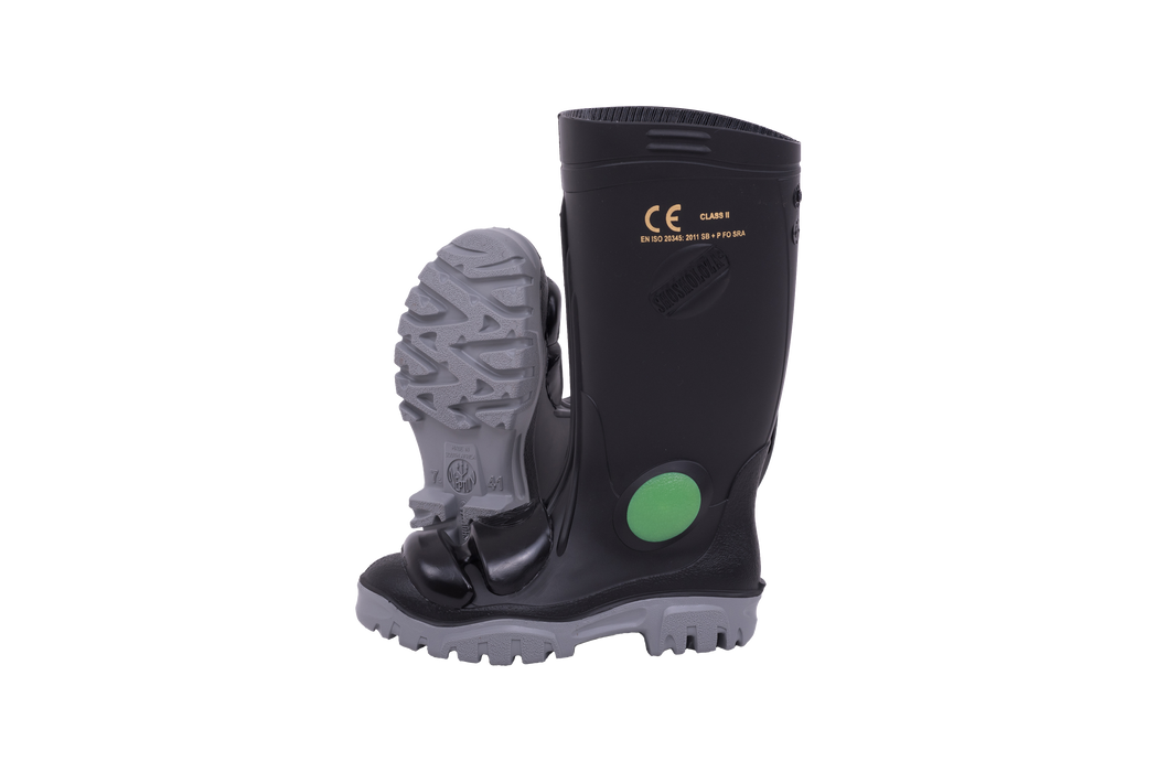 Stimela Gumboot Black Grey Steel Toe + Midsole + Metatarsal Protecter Gumboot